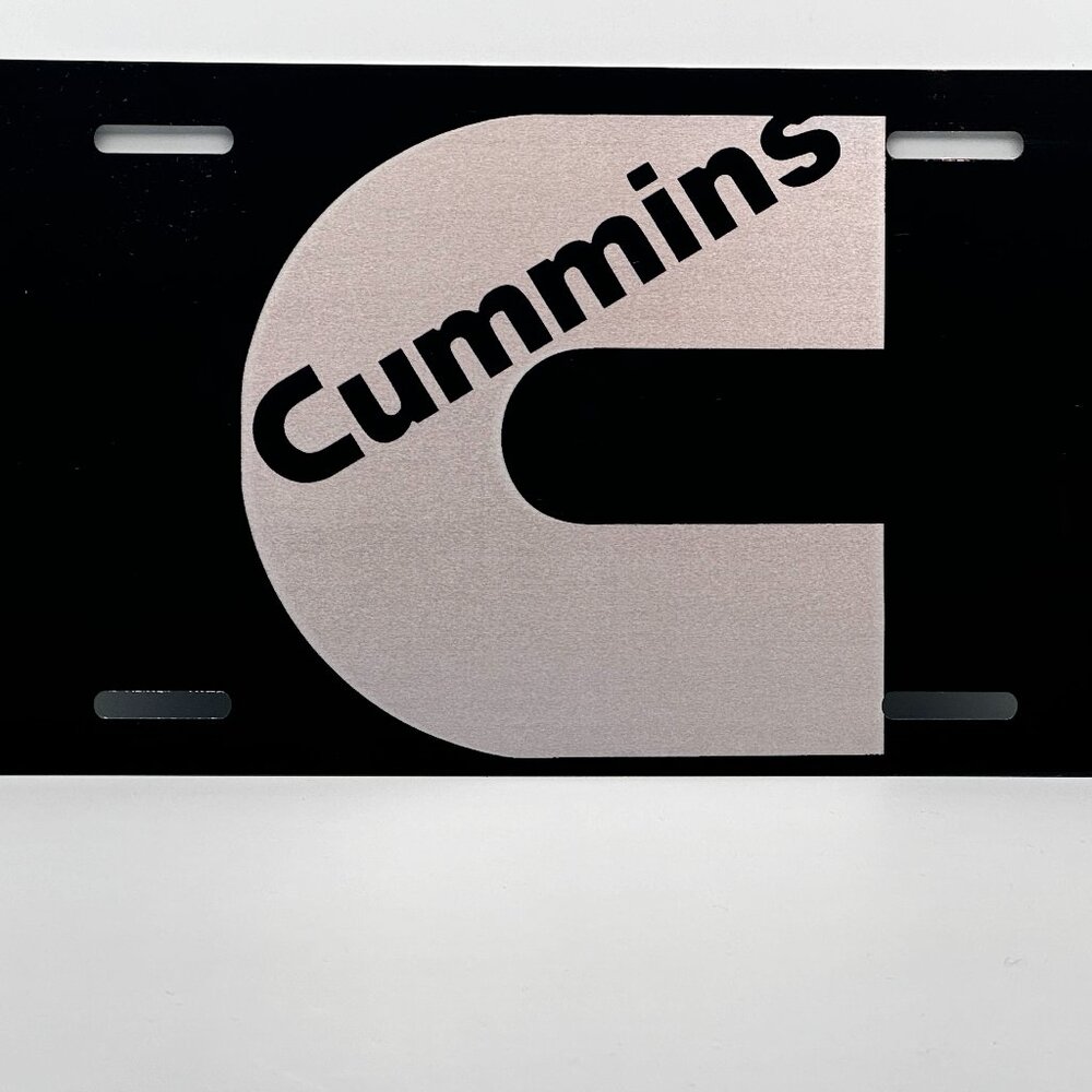 Black Laser engraved Cummins License Plate